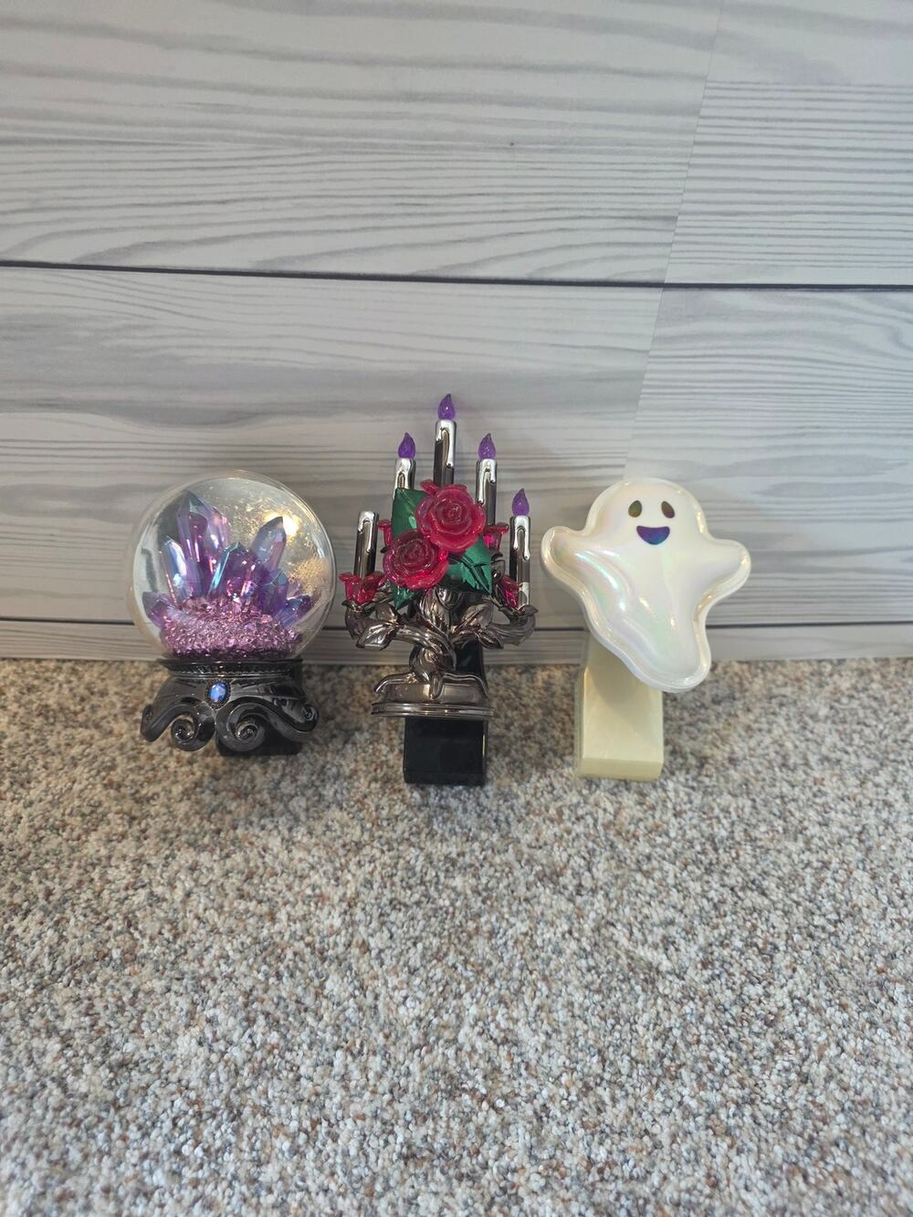 Lot of 3 Halloween Bath & Body Works Wallflower Plug-in Candelabra Ghost Crystal